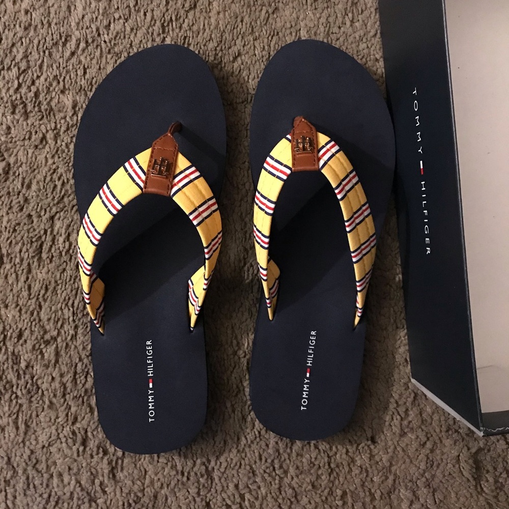Tommy Hilfiger flip flops.